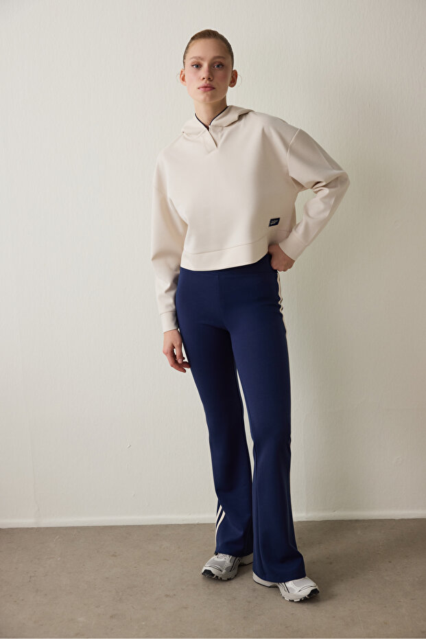 Bej Modal Kapüşonlu Sweatshirt - 4