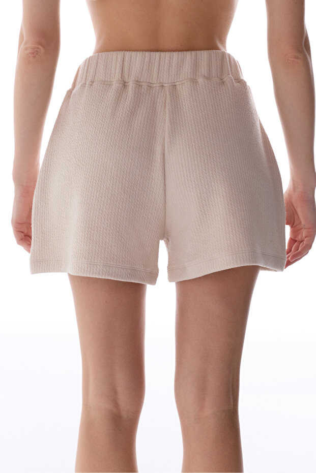 Pastel Bej Rib Şort - 3