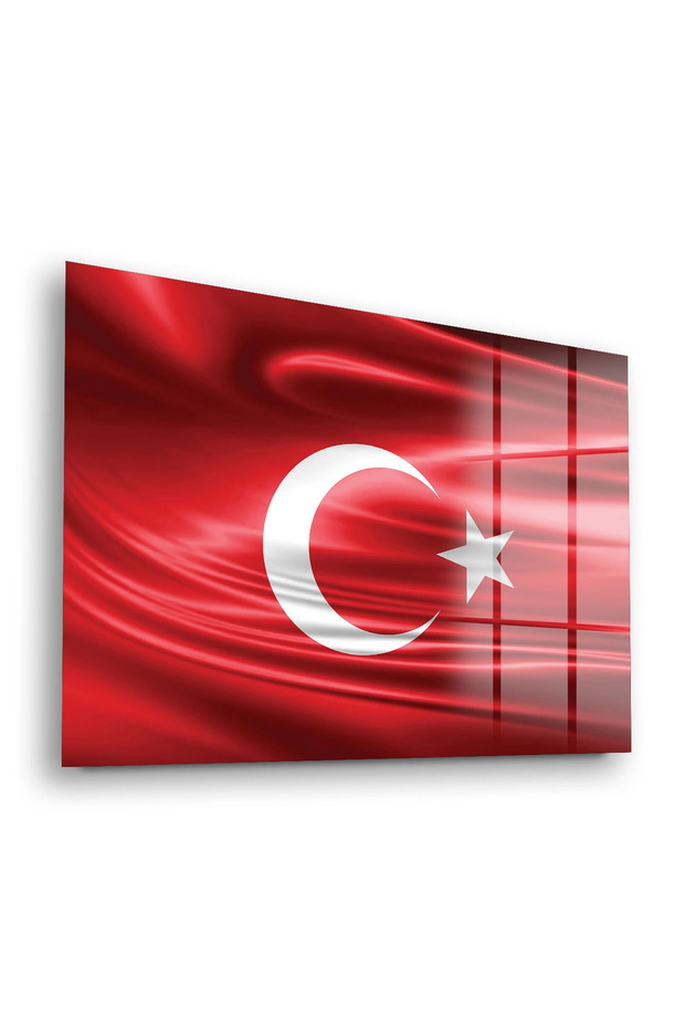 Glass Table with Turkish Flag Pattern - 1