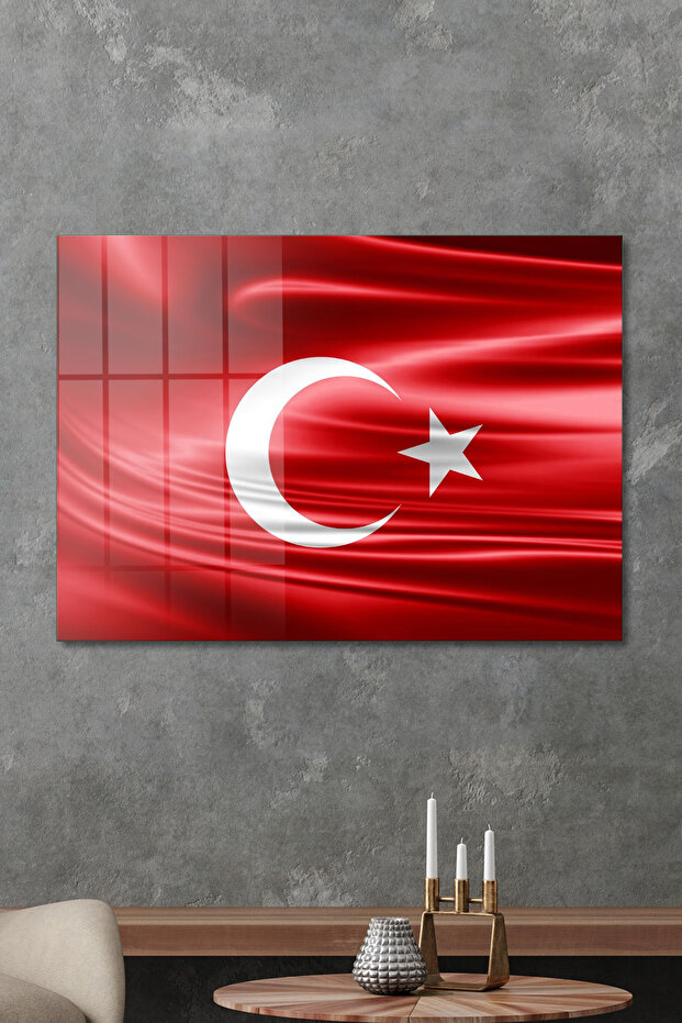 Glass Table with Turkish Flag Pattern - 4