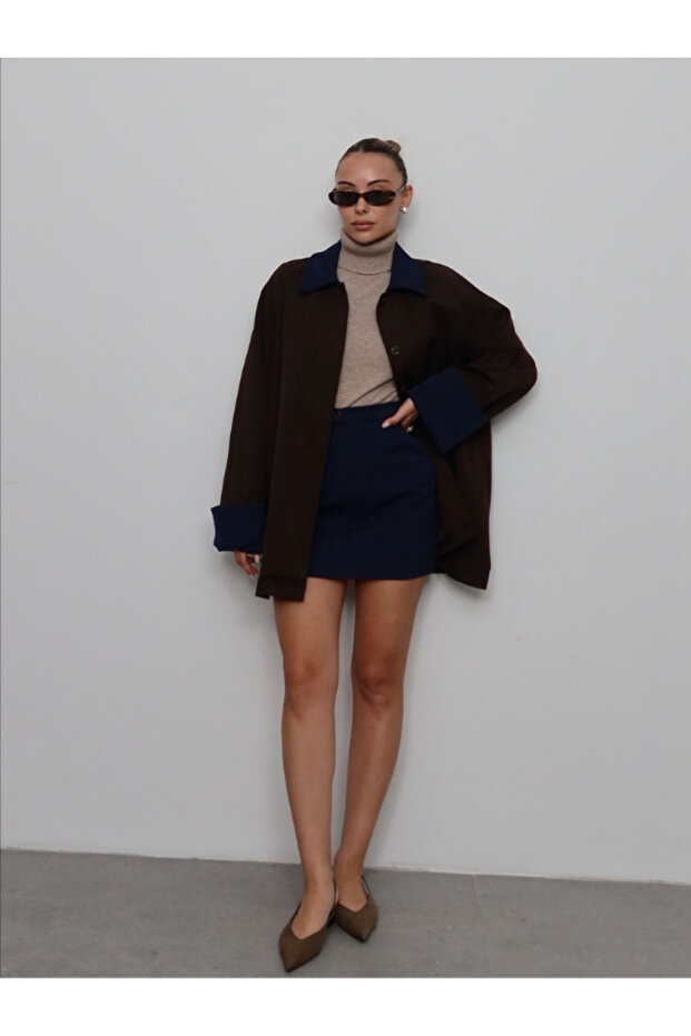 طقم سترة وتنورة من قماش الجبردين - 4