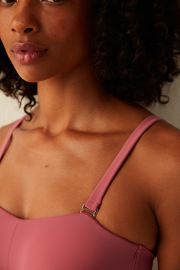 Dark Pink Basic Strapless Recovery Bikini Top - 3