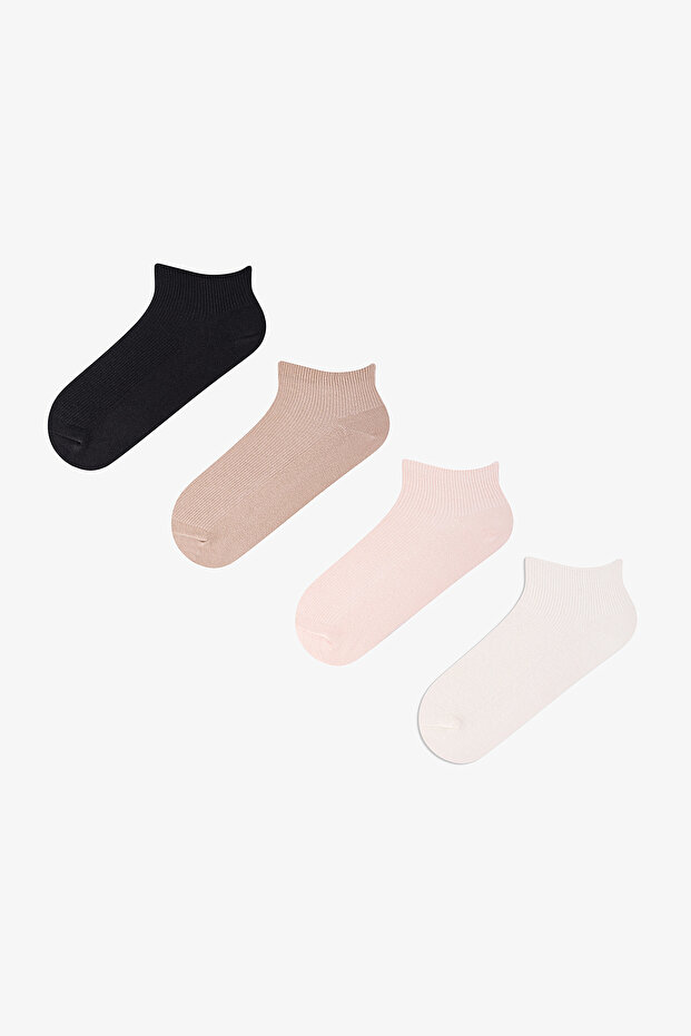 4 Çift Pamuklu Patik Çorap - 1
