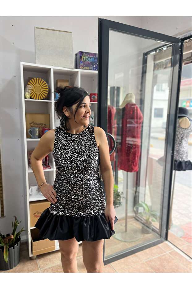 Mini Boy payetli Şık Elbise - 8