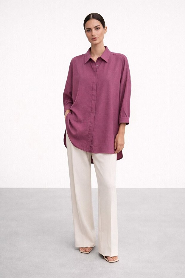 Y3001 Oversize Basic Gömlek - 1
