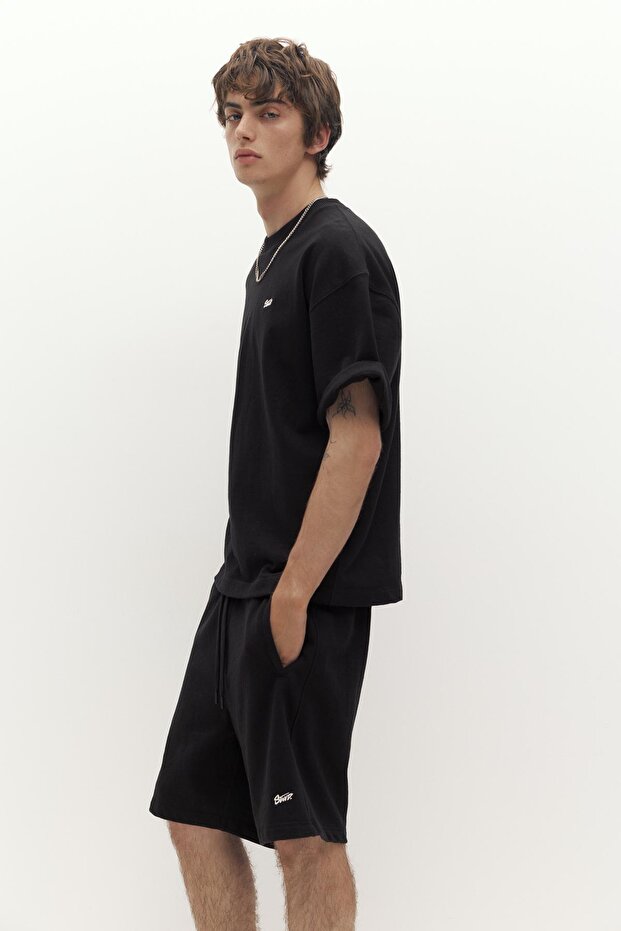 Logolu jogger bermuda şort - 5