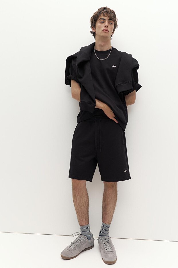 Logolu jogger bermuda şort - 1