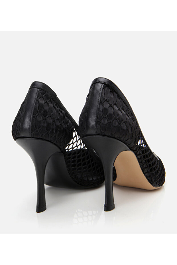 Kadın Siyah Fileli Stiletto - 7