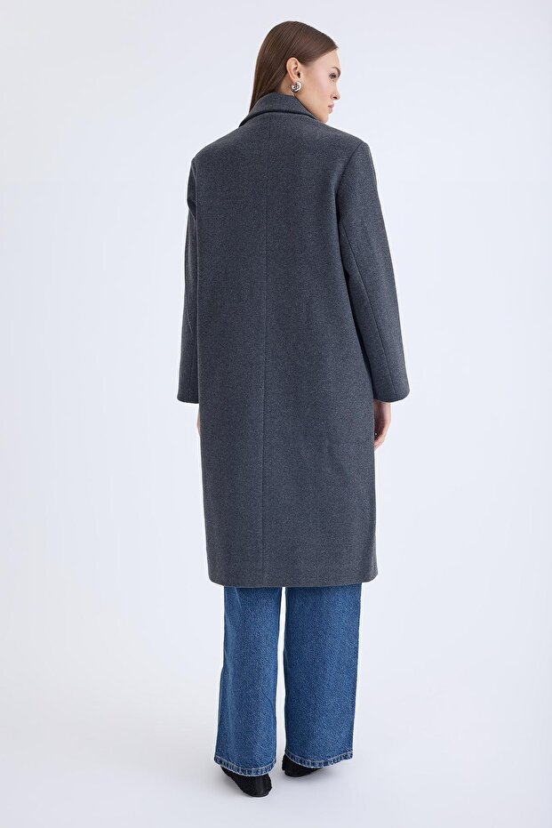 Buttoned Long Stamp Coat - 5