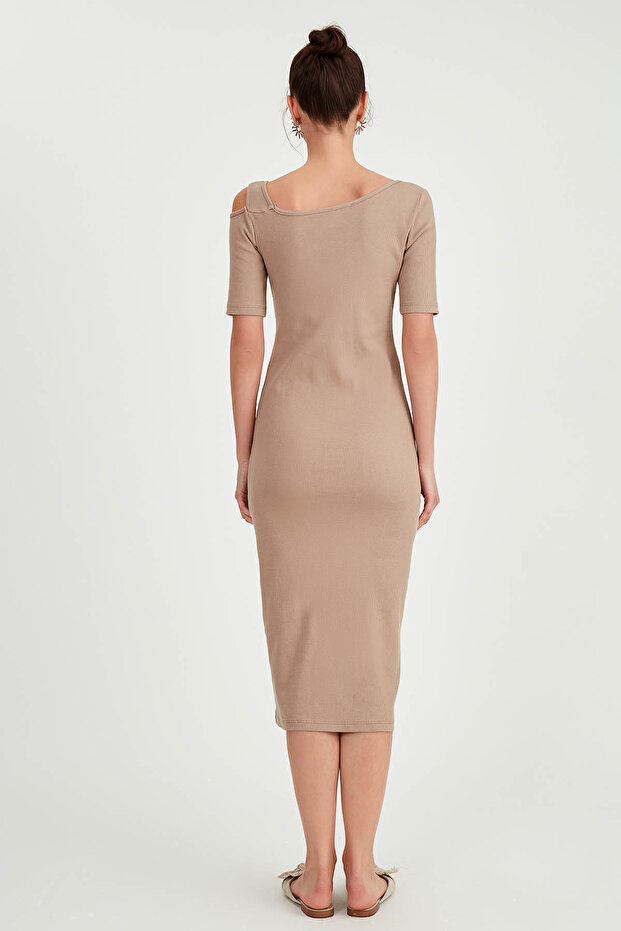 Omuz Detaylı Uzun Örme Elbise - 5