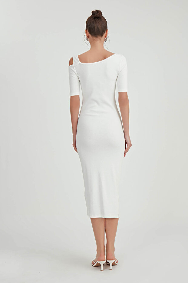 Omuz Detaylı Uzun Örme Elbise - 5