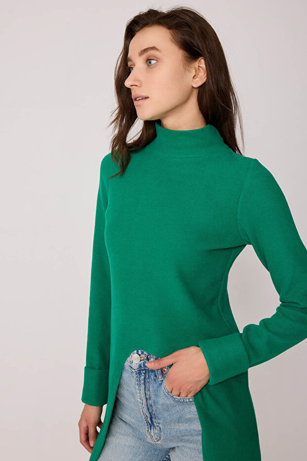 Derin Yırtmaçlı Örme Bluz - 3