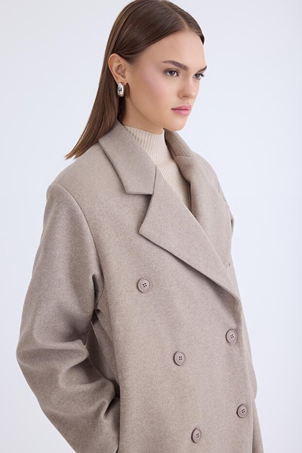 Buttoned Long Stamp Coat - 4