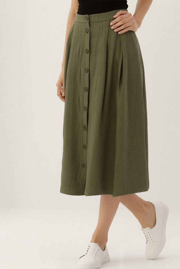 تنورة ميدي بأزرار أمامية - 6