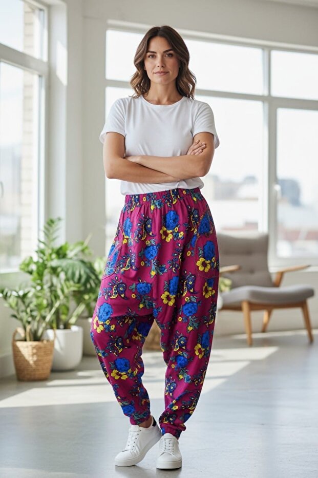 زهرة منقوشة الجيب الفضفاضة - 3