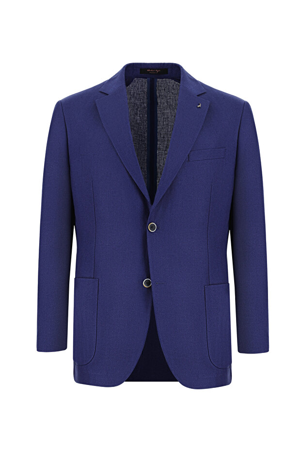 4 Drop Relaxed Fit Comfortable Cut Patterned Linen Jacket - 1