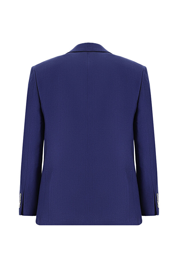 4 Drop Relaxed Fit Comfortable Cut Patterned Linen Jacket - 2