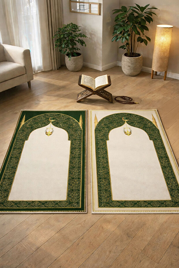 Digital Non-Kneeling Soft Non-Slip Double Prayer Mat Prayer Rug Dowry Prayer Mat 2 Pieces 70X110