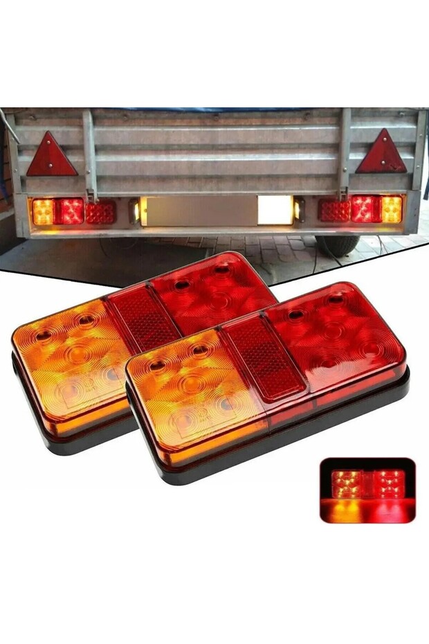 2pcs 10LED Rear Tail Lights Lamps Lorry Truck Trailer Caravan Bus Motorhome 12V Waterproof Tailig...