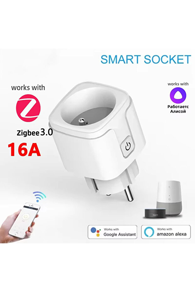 ZIGBEE 3.0 16A Zigbee 3.0 16/20A EU Smart Plug Socket Power Monitor Voice Control Timer Function Wo