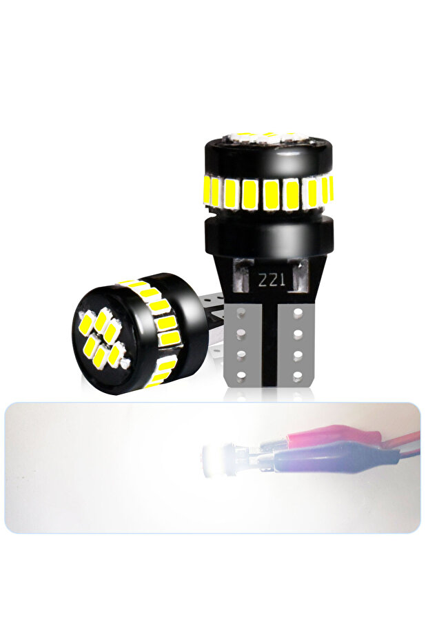 قطعتان من مصابيح LED صغيرة الحجم من نوع Canbus T10 W5W، تتميز بإضاءة فائقة السطوع من نوع 3014، و24 شريحة، وإضاءة بزاوية 360 درجة.