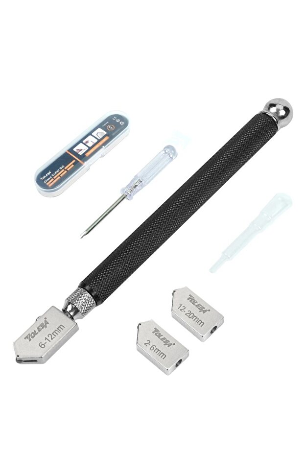 Glass Cutter Kits TOLESA Glass Cutter 2mm-20mm Kits Glass Cutting Tool with Aotomatic Oil Feed and B
