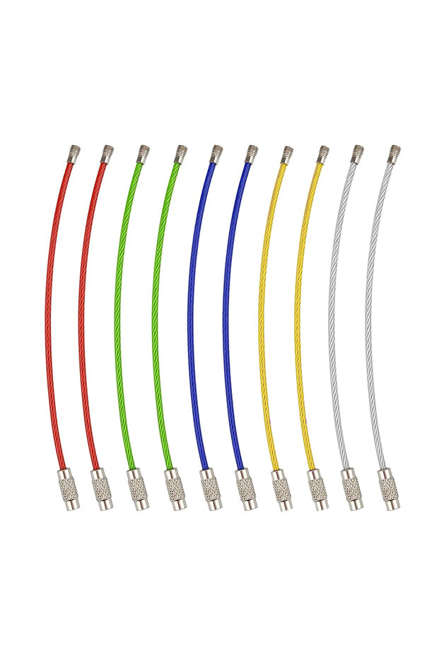 Mixed color 10pcs 10 Pack Multi Color Stainless Wire Keychain Cable 6 Inch1.5mm Stainless Steel Key