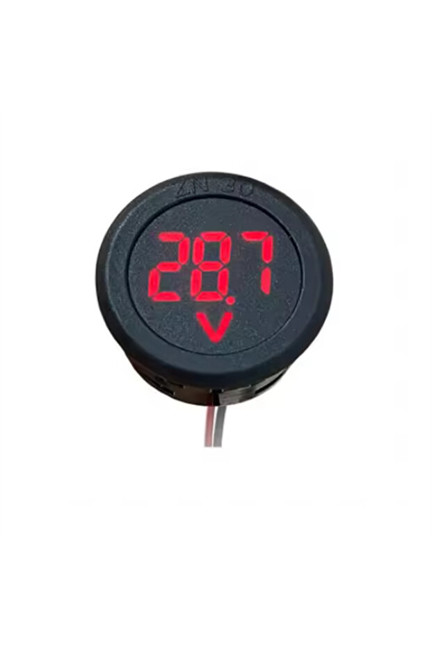 مقياس الجهد والتيار الرقمي للسيارة، شاشة LED دائرية ثنائية الأسلاك، أحمر، DC4-100V