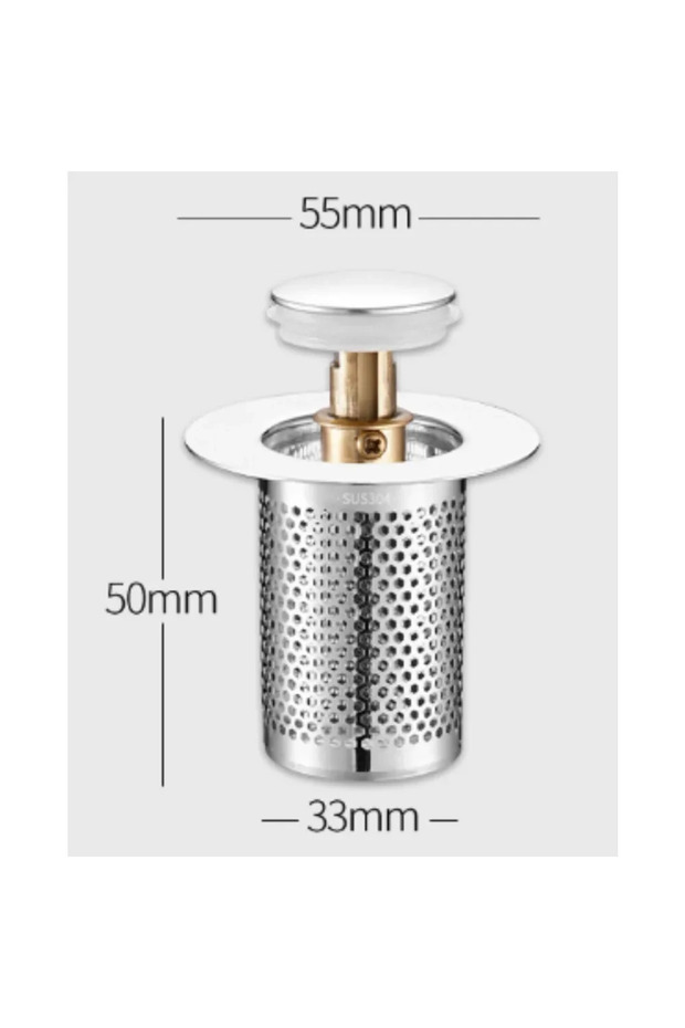 B-Silver 2025 Filter Basket Stainless Steel News Bathroom Sink Plug Stopper Sink Drain Hair Catcher