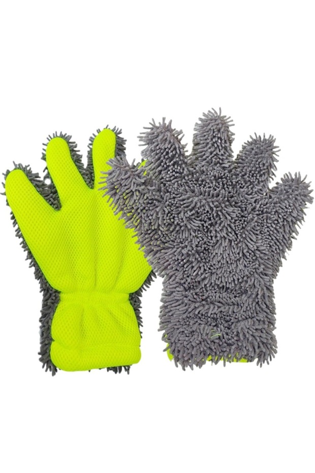 1pc Grey Microfiber Car Washing Gloves Cleaning Tool Car Detailing Dust Removal Mitts 5-Finger Wash