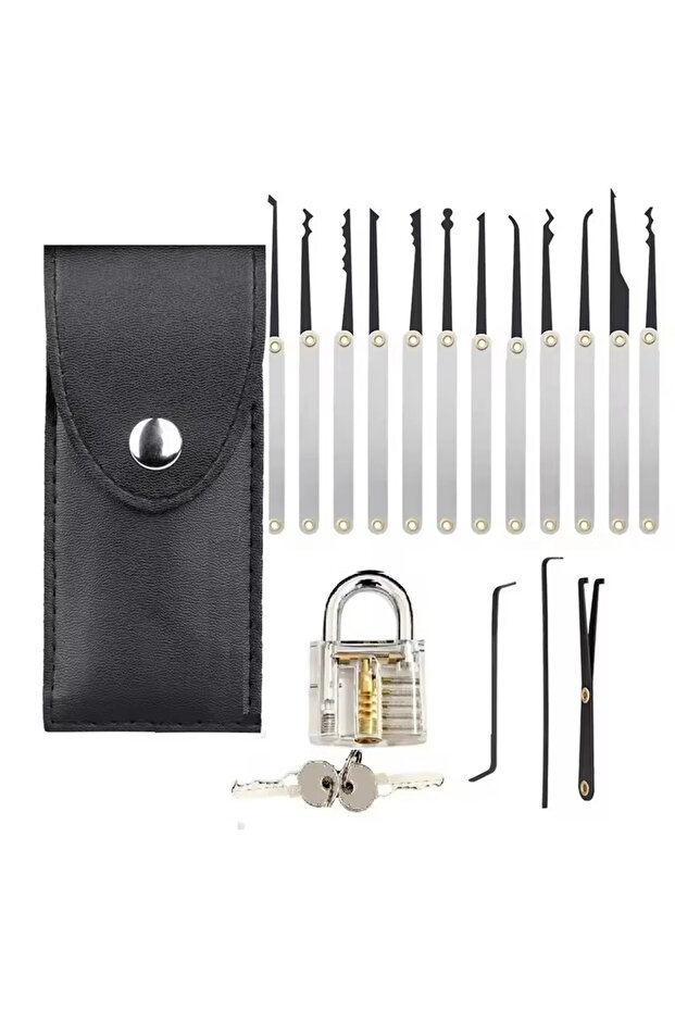 15pcs with lock 15pcs Kit Multi functional Tool Portable Car Unlocking Kit Professional Lock Pick Se