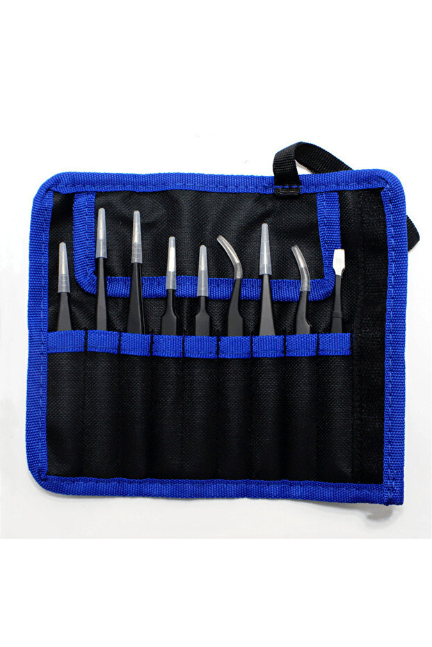 Set 2 10PCS ESD Tweezers Stainless Steel Precision Anti-Static for Electronics Soldering PCB Craft I