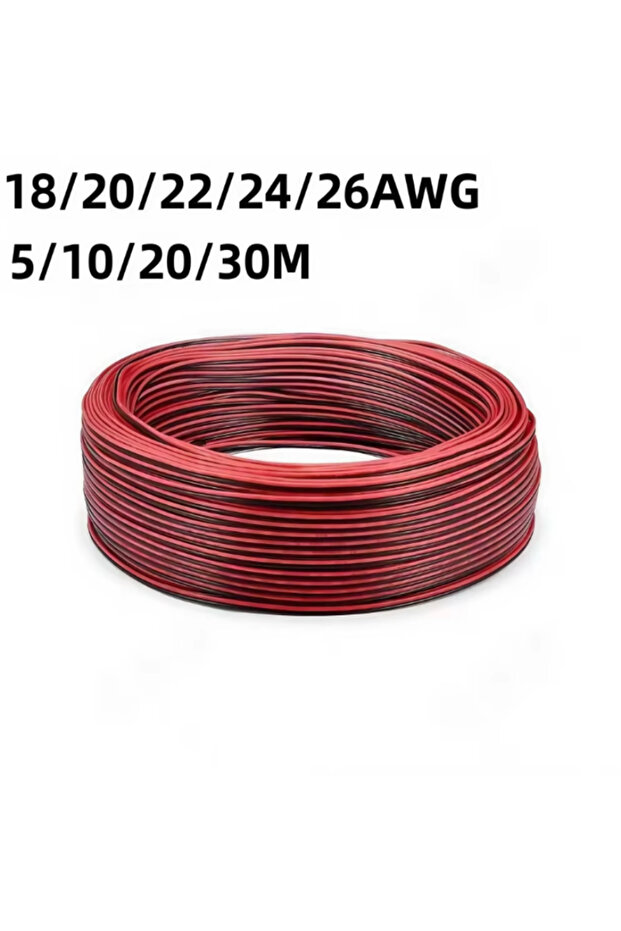 سلك كهربائي أحمر وأسود 18 AWG بطول 5 متر، كابل شريط LED 18 20 22 24 26، سلك تمديد نحاسي مطلي بقلب مزدوج