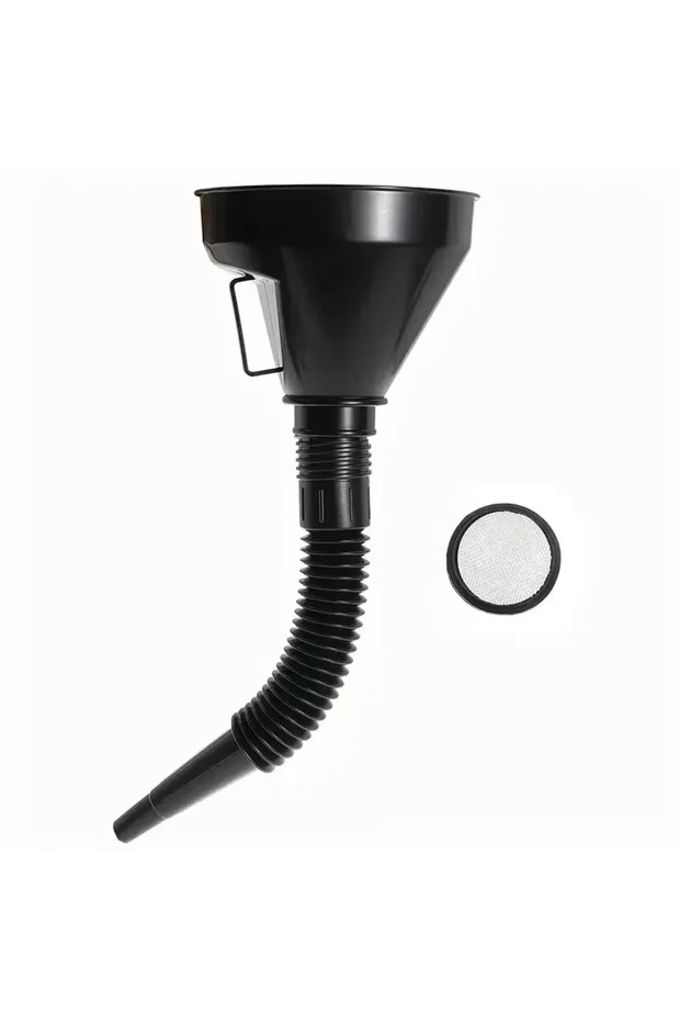 black 1 Pc Multi Functional Flexible Automotive Fuel Funnel: Spill-Proof Refueling & Oil Changing To