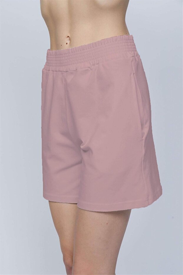 Women's Red Lycra Cotton High Waist Shorts