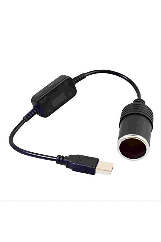محول ولاعة سجائر أسود اللون، قطعة واحدة، 5 فولت 2 أمبير، من منفذ USB إلى مقبس ولاعة سجائر 12 فولت، ذكر إلى أنثى