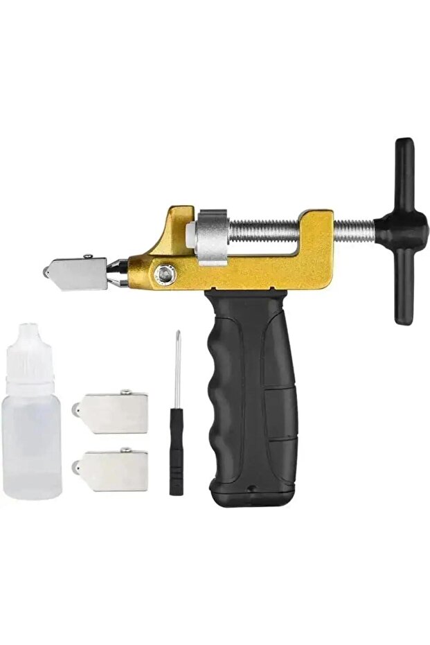 A 2 In 1 Manual Glass Tile Cutter Hand Tools Set with 2 Tungsten Steel Blades for Cutting Breaking .
