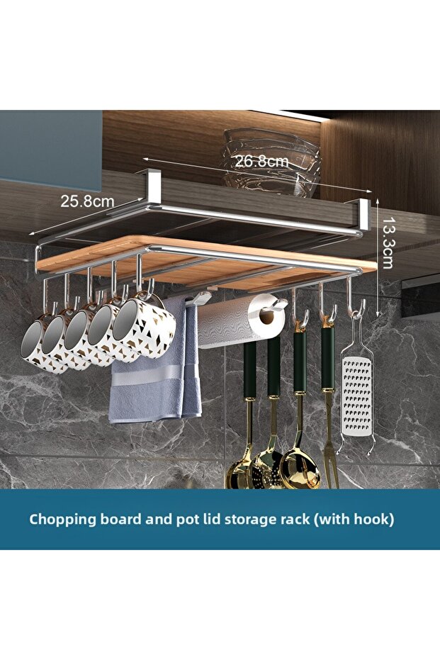 Silvery C o-Drill Cabinet Organizer - 304 Stainless Steel 2-Tier Storage Rack for Cutting Boards, To