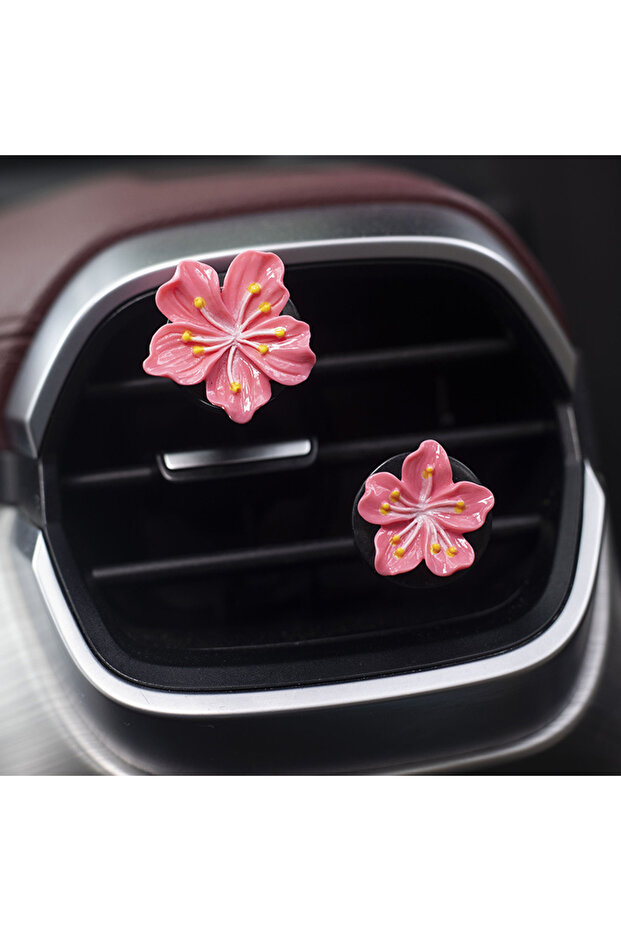 Red 2pcs Car Perfume Clip Flower Air Outlet Decorations Car Air Conditioner Air Vent Personalized I