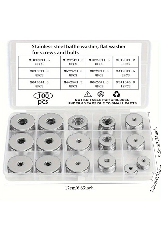 100pcs 1 PC Stainless Steel Fender Washers Flat Washers for Screws and Bolts 100pcs Metal Washers Ki