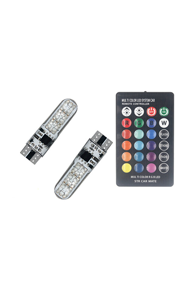 RBG T10 set 1 Set T10 W5W RGB LED 5050 6SMD Reading Dome Light Remote Control Clearance Wedge Light