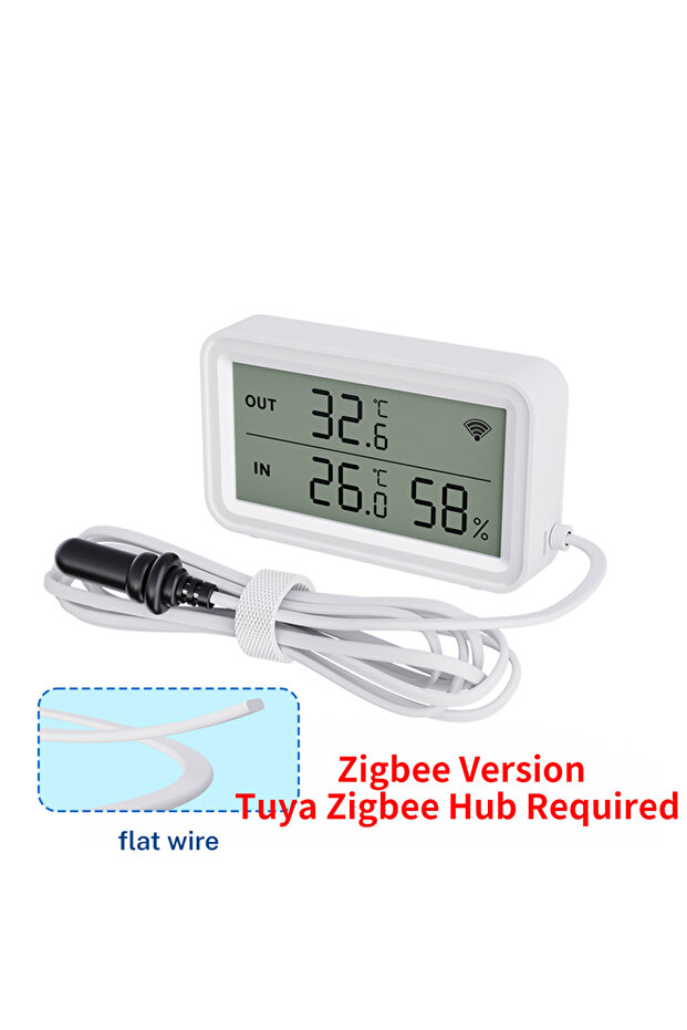 Zigbee Version Tuya WiFi Zigbee Temperature Humidity Sensor Digital LCD Screen with External Probe W - 1