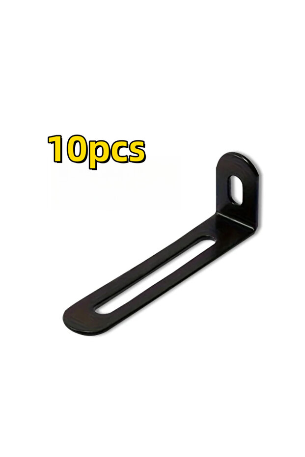 black 10pcs 10pcs L-Shaped Adjustable Angle Brackets Black & Silver Furniture Anti-Tilt Bookshelf Ha