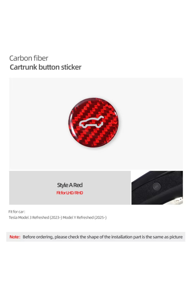 carbon red new For Tesla 2019- Model 3 Highland 2024 Model Y Juniper Carbon Fiber Rear Trunk Switch