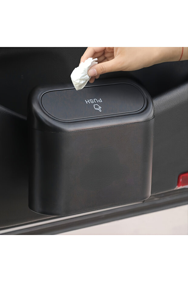 black 1PC Car trash can, car seat back, car door hanging storage box, multifunctional garbage bag, f