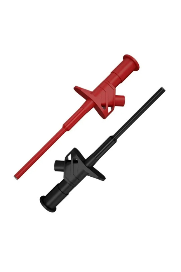 1x Red 1x Black 2pcs Quick Test Hook Clip Professional Insulated High Voltage Flexible Testing Probe