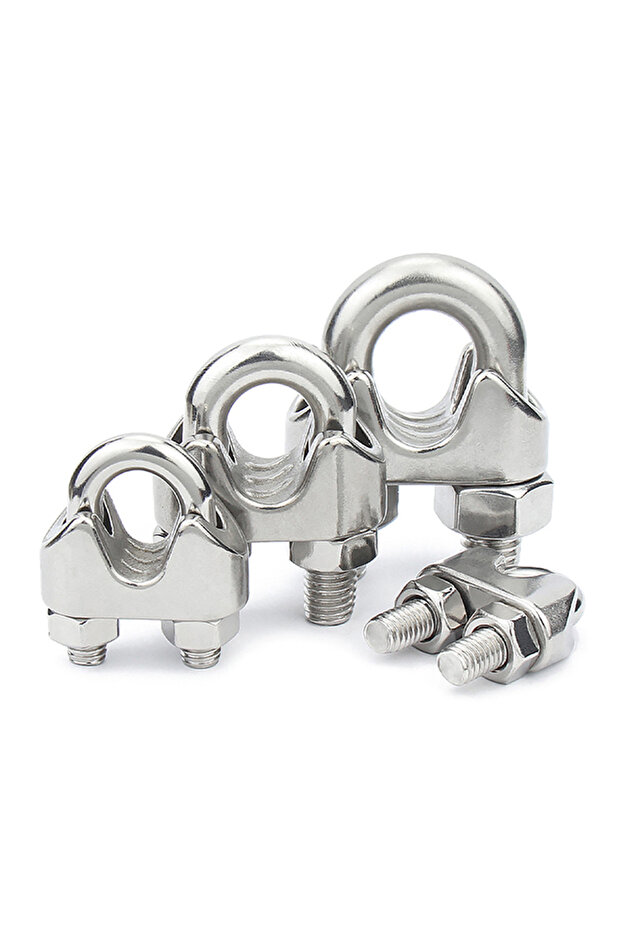M5(10Pcs) 10 PCS Silver A2 Stainless Steel U-Bolt Type Wire Rope Clip M2 M3 M4 M5 M6 M8 Clamp Bolt H