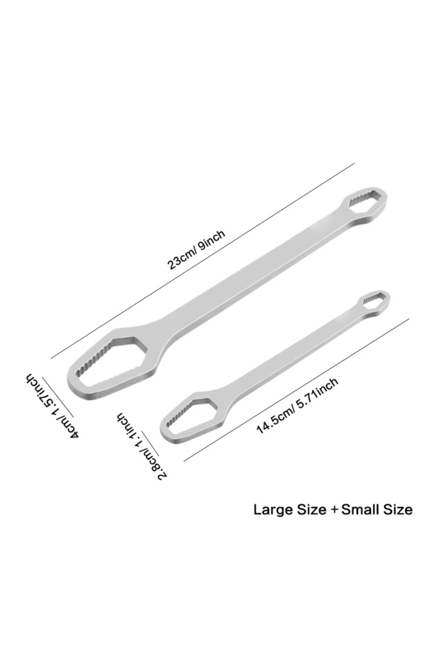 NA Silver-Large Small 1/2pcs Double End Multifunctional Universal Wrench, Universal Wrench, 3-17mm S