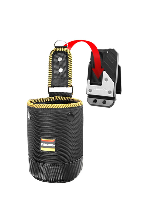 black Tool Bag Tool Pouch for Woodworking Electrician Mechanic 1680D Rotatable Quick-hanging Nail To