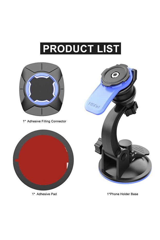 BLACK New Car Phone Holder Snap on Multifunctional Holder with 360 degree Rotation Dual Spring Band